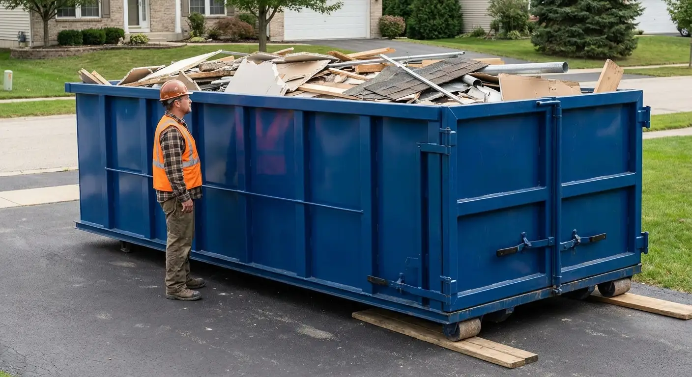 Dumpster loaded correctly to avoid overage fees in Pasco, WA