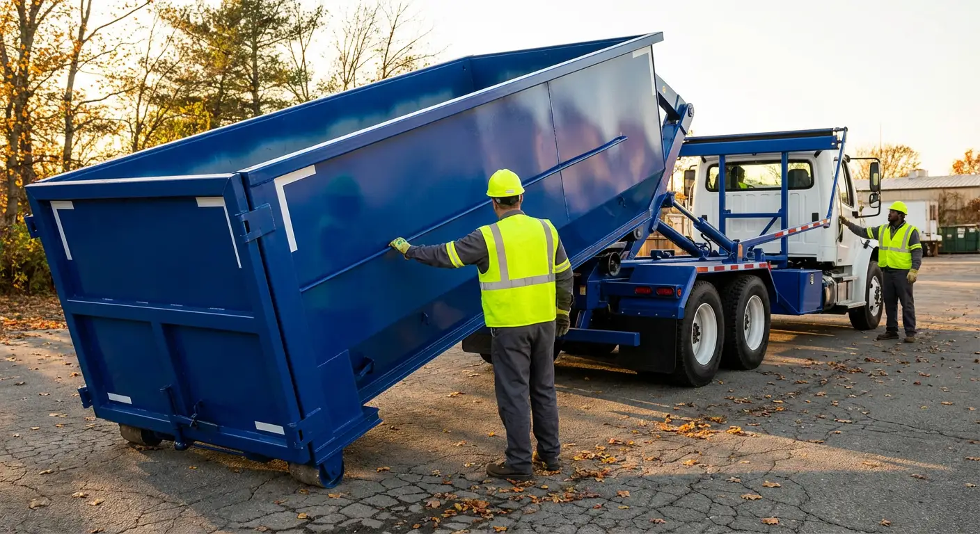 Commercial roll-off dumpster delivery truck in Pasco, WA
