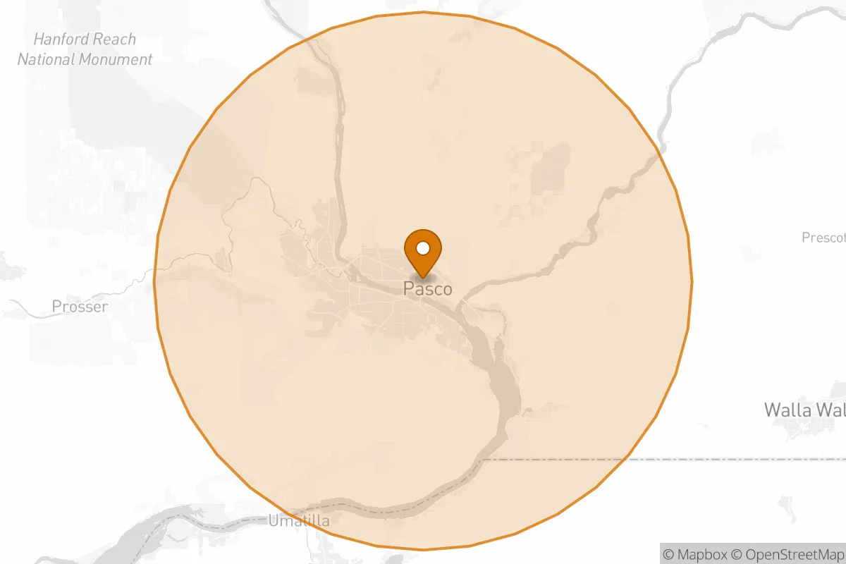 service area service area map in Pasco, WA